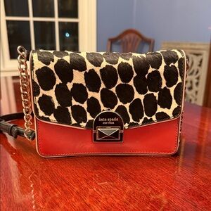 kate spade Red Leather Crossbody with Black & White Animal-Print Flap